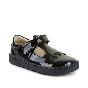 Froddo | Loop Sandra | G3140197-1 | Girls Slim Barefoot T-Bar School Shoe | Black Patent