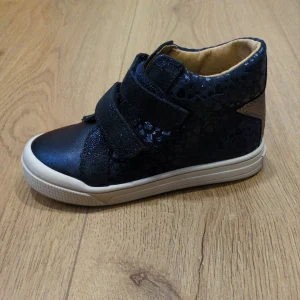 Bopy | Starvel | Girls Velcro Ankle Boot | Navy Shimmer / Gold Star